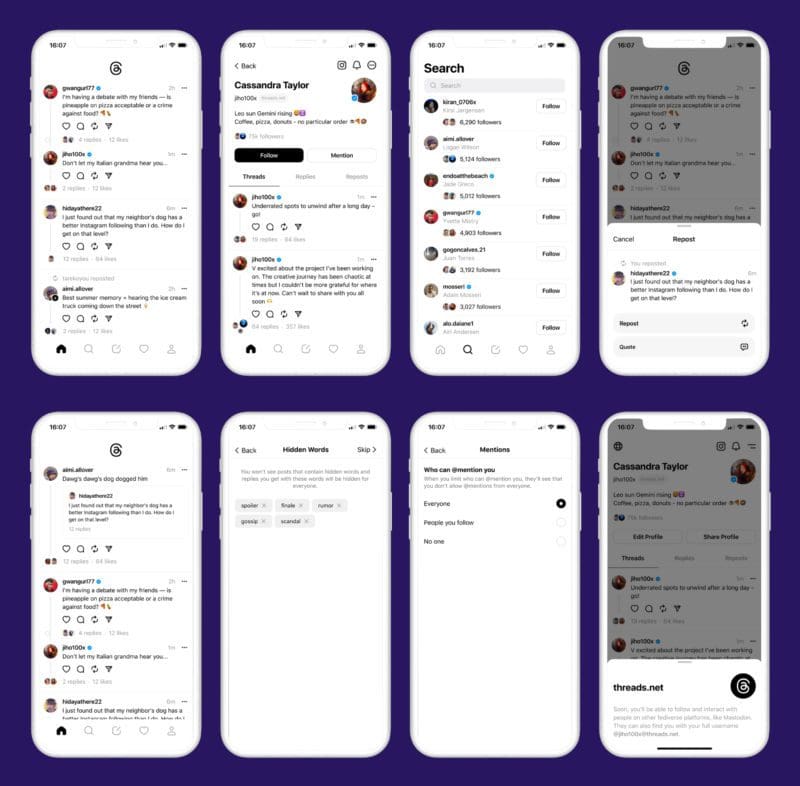 Instagram Threads screenshots