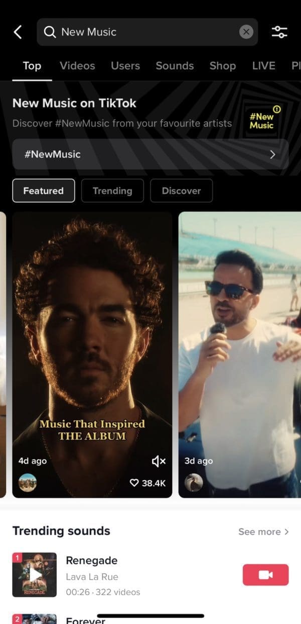 TikTok #newmusic screen featuring Nick Jonas