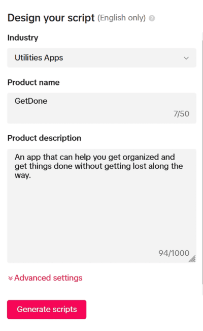 TikTok AI Scripts tool