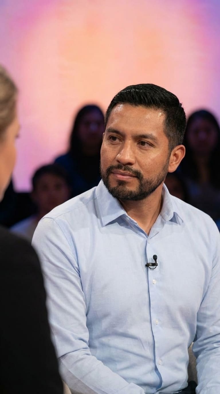 Man on talk show interview - AI realistic media character