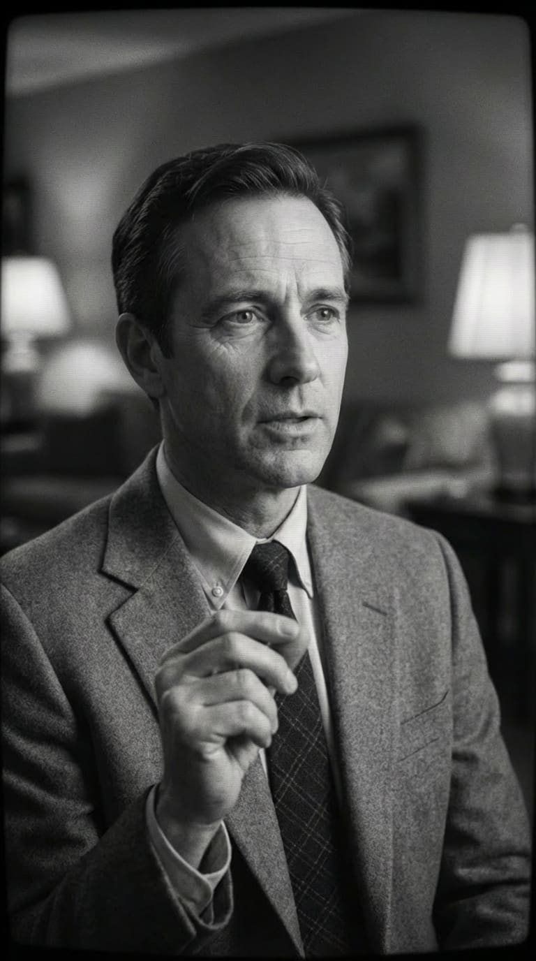 Black and white portrait man in suit - AI vintage cinematic