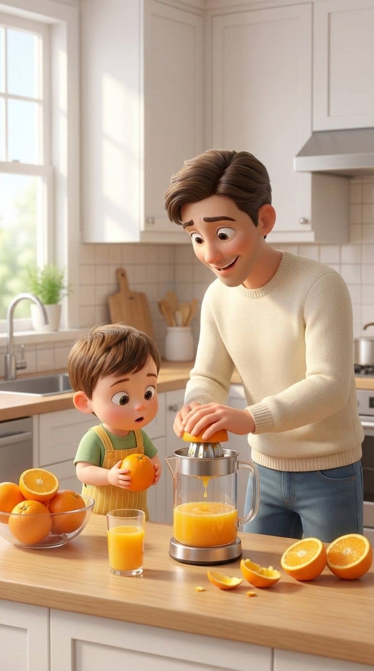 AI avatar - family cooking scene